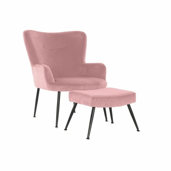 Fåtölj DKD Home Decor Svart Rosa 70 x 60 x 84 cm