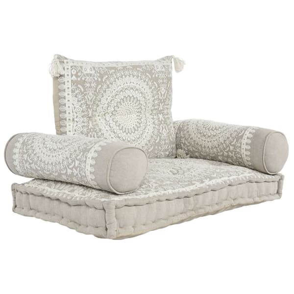 Fåtölj DKD Home Decor Vit Beige 90 x 56 x 15 cm