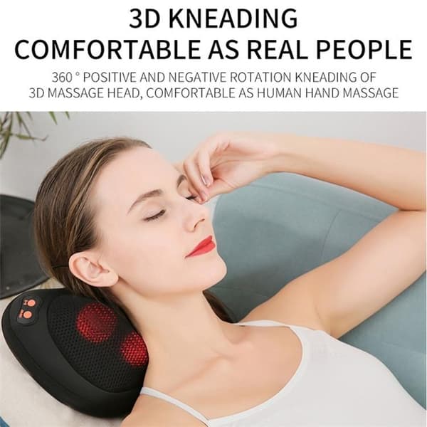 6-Node Massagekudde med Värme Plug-in - Svart
