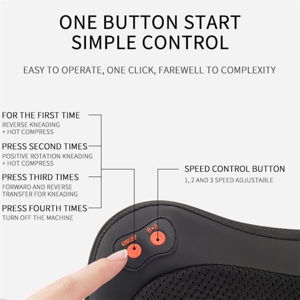 6-Node Massagekudde med Värme Plug-in - Svart