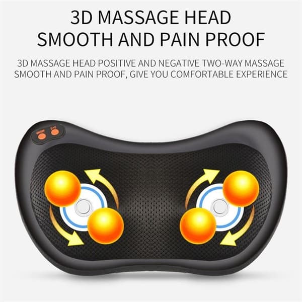 6-Node Massagekudde med Värme Plug-in - Svart