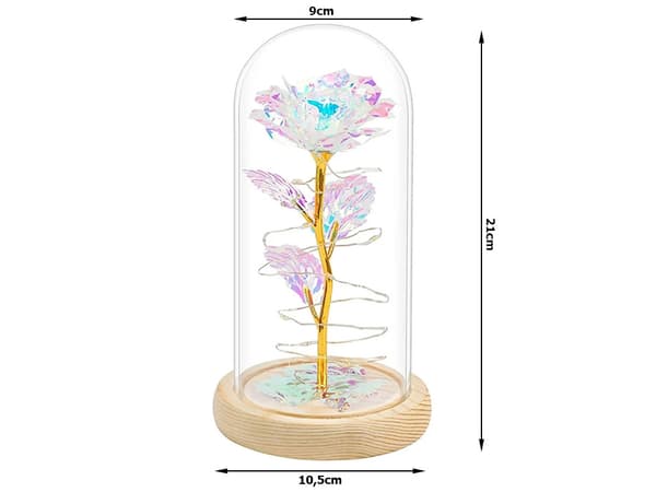 Luksuriøs evig rose i glass med LED-lys