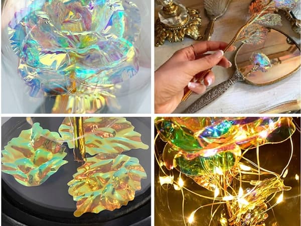 Luksuriøs evig rose i glass med LED-lys