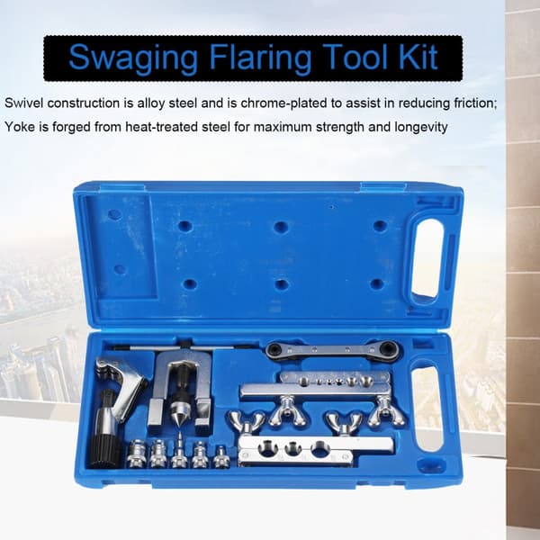 Rørudvider, flaring værktøjer i størrelserne 1/8" til 3/4", swage fittings inkluderet