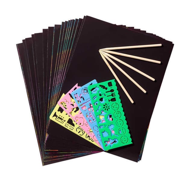 Rainbow Scratch Art Paper ja työkalut - 50 paperia