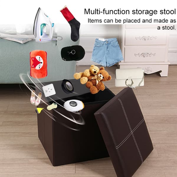 Sammenleggbar ottoman / krakk med oppbevaring 30cm - Brun
