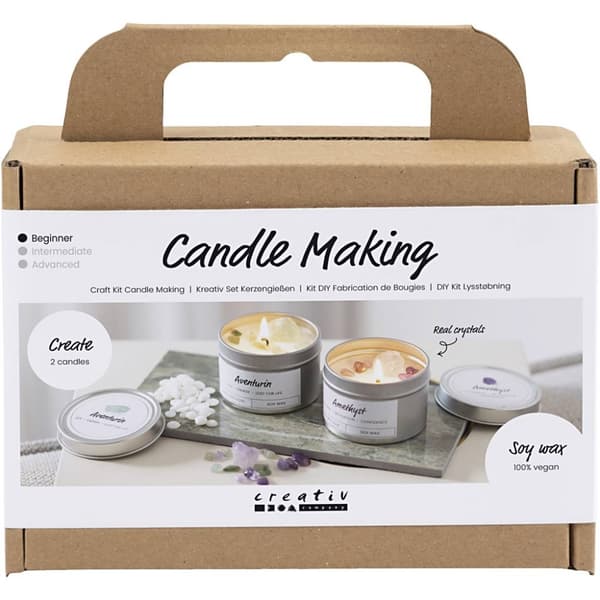 Mini DIY Kit Ljustillverkning - Sojaljus i Burk med Kristaller
