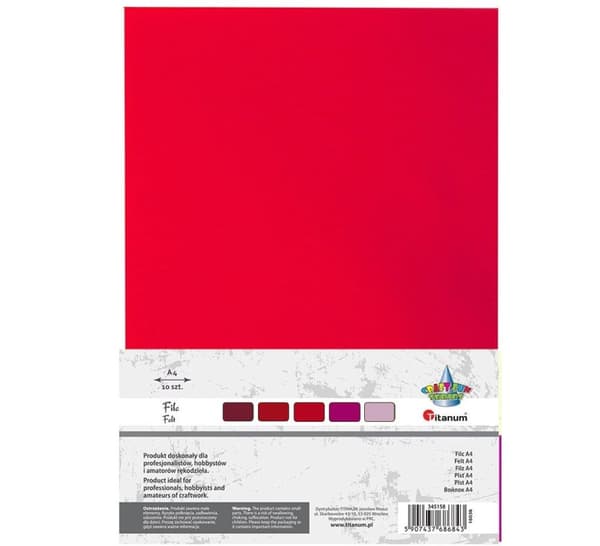 Filt til dekoration RED MIX 10 ark A4 Titanum
