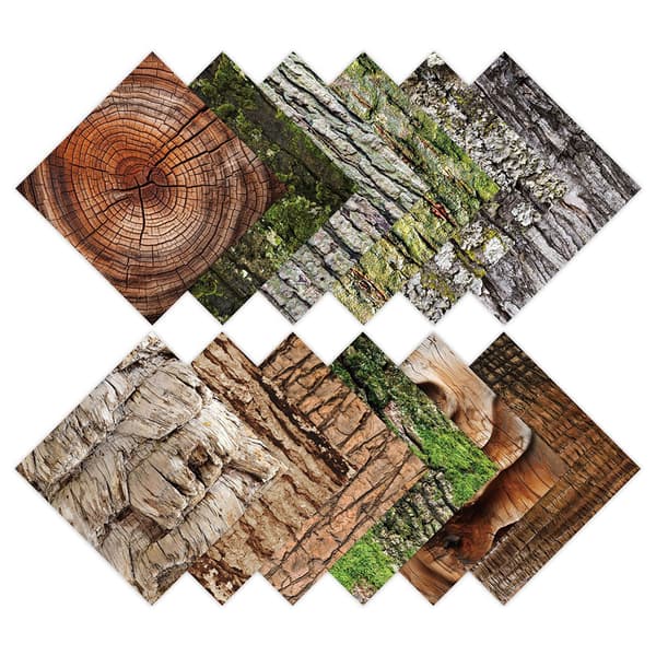 Scrapbookingpapper – 12 ark med barkmönster