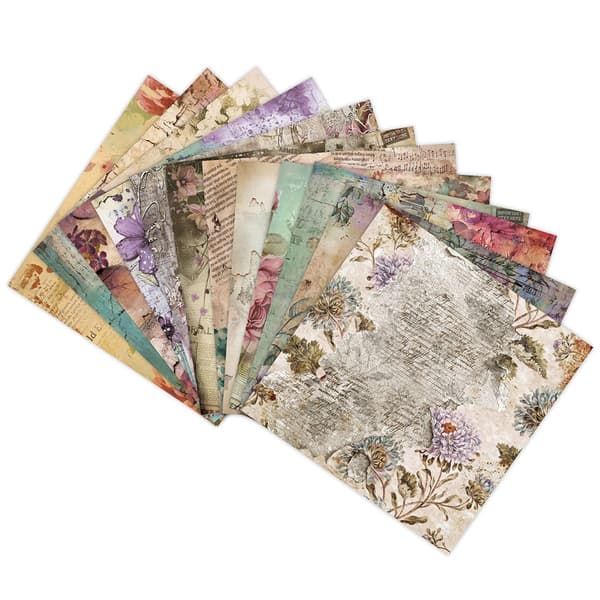 Scrapbookingpapper Vintage Flower – 12 ark med romantiska blomstermotiv