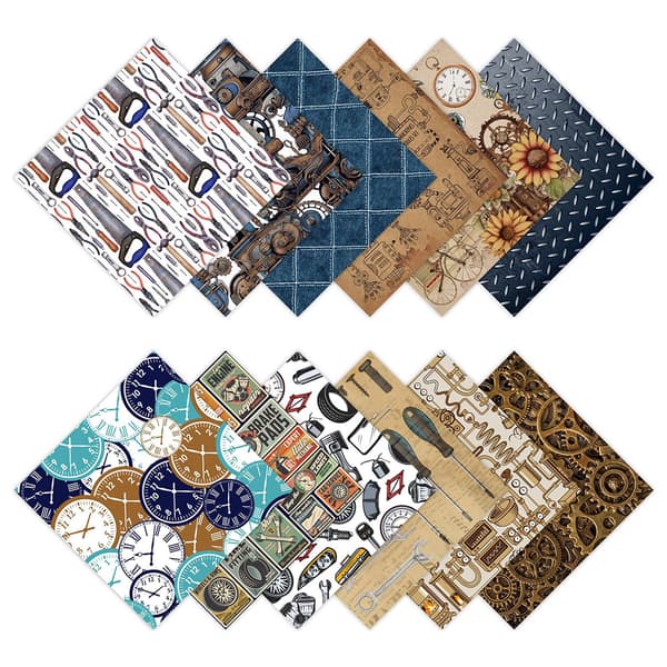 Scrapbookingpapir Machinery Industry - 12 ark med industrimotiver