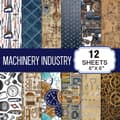 Miniatyrbillede 3 af 3: Scrapbookingpapir Machinery Industry - 12 ark med industrielle motiver