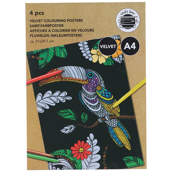 Skrapkonst A4 – 4-pack med tropiska motiv