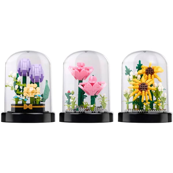 Byggklossar i glaskupol - Blommor