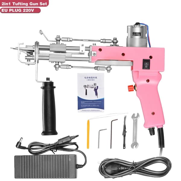 Tufting Gun Sæt, 2i1 Elektrisk Tufting Gun, 7-21mm Tufting Maskine,EU STIK 220V
