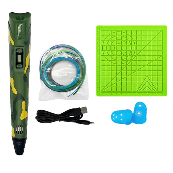 3D-tulostuskynä, USB-ladattava, säädettävä nopeus, 0,7 mm suutin,vihreä, 9M PLA