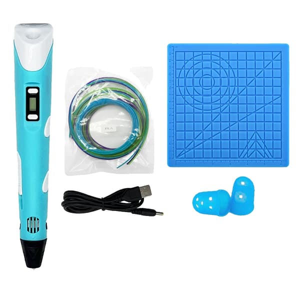 3D-tulostuskynä, USB-ladattava, säädettävä nopeus, 0,7 mm suutin,sininen, 9M PLA