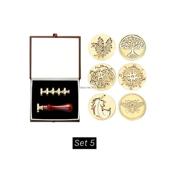 Vaxstämpelset, retrodesign, DIY-sigillhantverkssats, 6Seals Presentask Set5