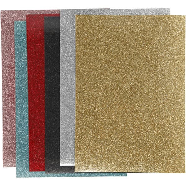 Tygtransfer A5 - Mixade Glitterfärger - 6 st