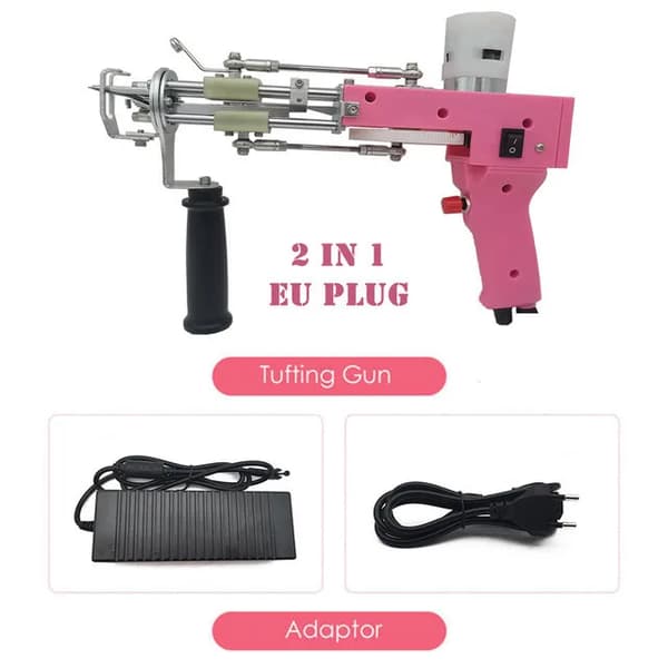 Tufting Gun, 2-i-1 Funktionalitet, Justerbara Högar,EU-KOPPLING