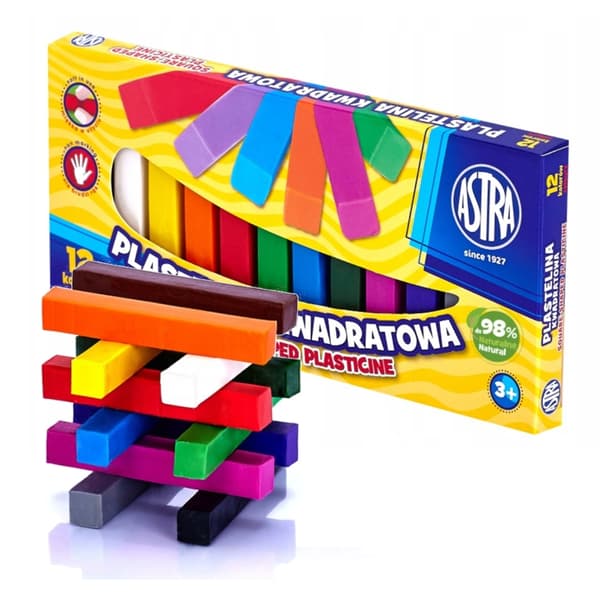 Plasticine Astra 12 farver Firkant AS83813908