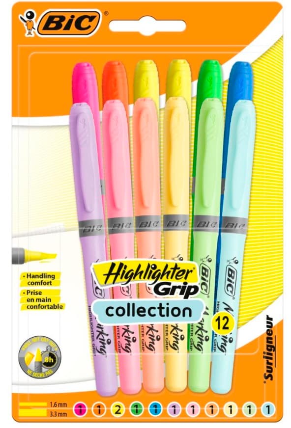 BIC Highlighter GRIP Pastel Blister 12 stk 992562