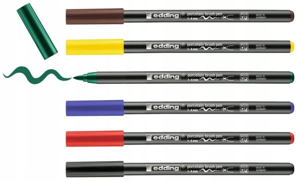 Edding keraamiset tussit 1-4mm, siveltimen kärkikotelo, 6 väriä