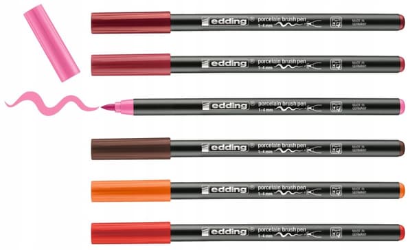 Edding keramiske tuscher 1-4 mm med børstetip 6 varme farver