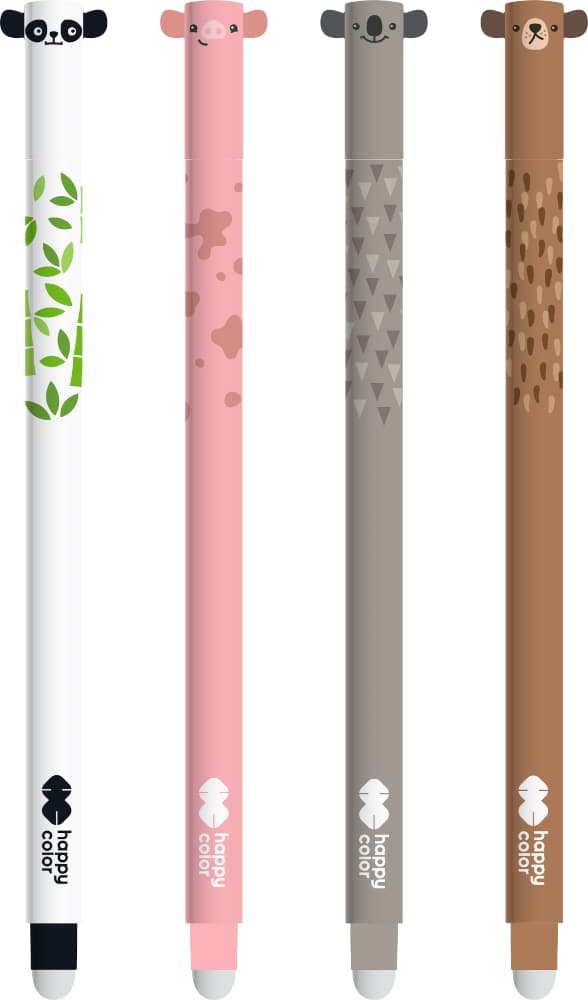 Kuglepenne Aftagelige ører 0,5 mm farvet hus 4 stk på blister Happy Color HA AKPB4471-3 BK4