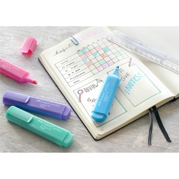 Highlighters 1546 Pastel 4 farver i plastiketui Faber-Castell 154610 FC