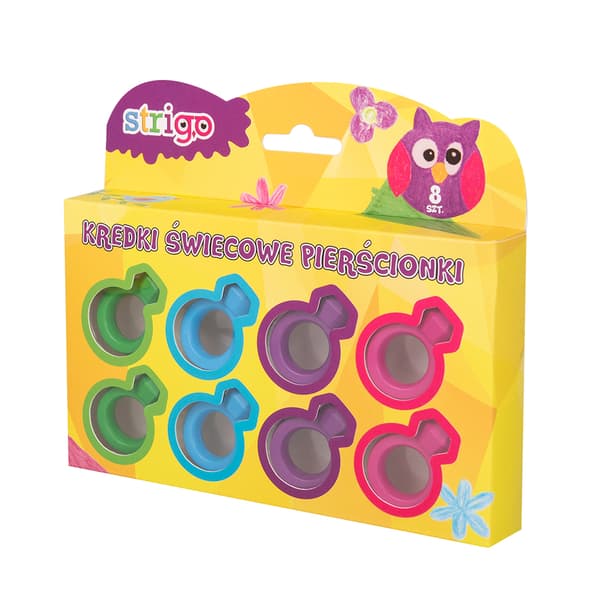 Lyse Crayons Ringe 8 stk. 4 farver Strigo SSC044