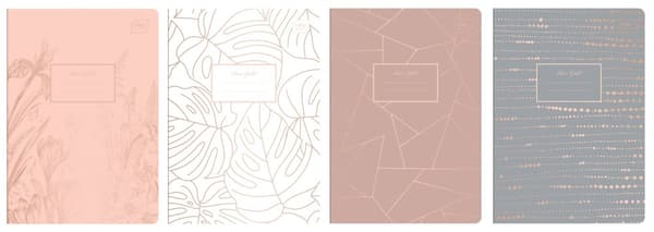 Notebook A5 60# Grid M 70g Metallic Rose Gold Intertryk