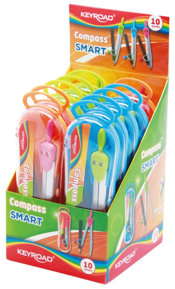Keyroad Smart Metal kompas i etui med blyant Mix farver KR971440