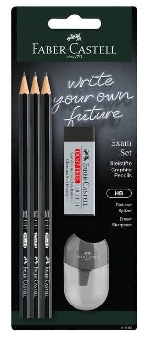 EXAM SET 3 BENTAR 1111 HB + DAMMFRIT RADERARE + BLISTERSLIPPARE FABER-CASTELL 111183 FC
