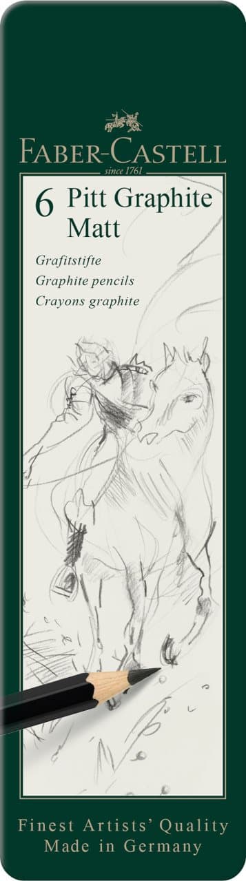 Kunstnerisk blyant Pitt grafit mat 6 stykker metalemballage Faber-Castell 115207FC