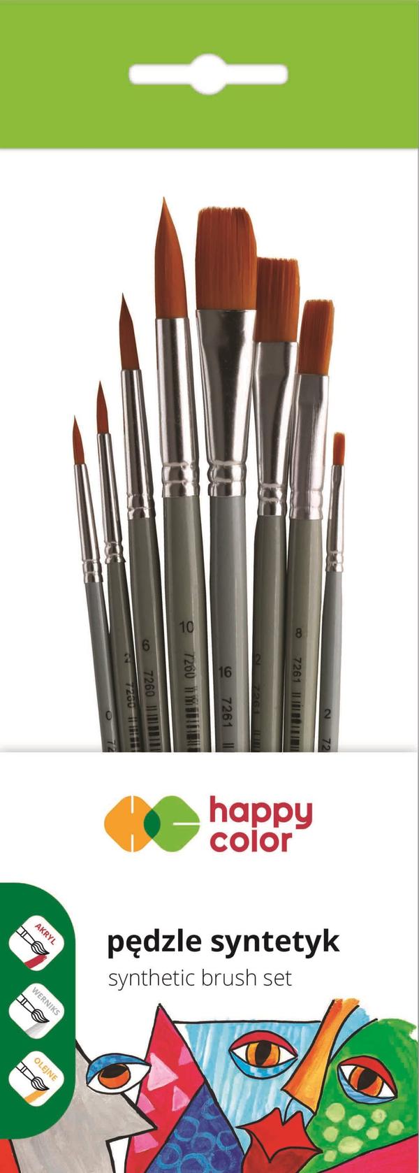 Art Brush Set Mixed 8 kpl Happy Color HA 7260 7261 PB8