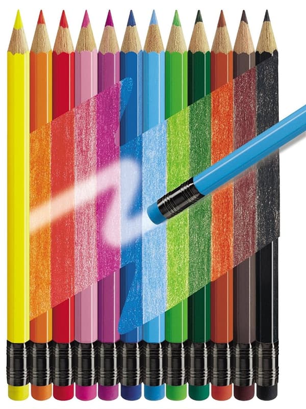 KRIDT MED Viskelæder 12 FARVER EMBALLAGE PAP FABER-CASTELL 116612 FC