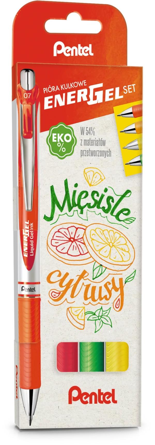 Pentel Energel 'BL77' kuglepen /sæt med 4/ Kødagtig Citrus