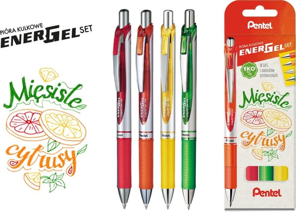 Pentel Energel 'BL77' kuglepen /sæt med 4/ Kødagtig Citrus