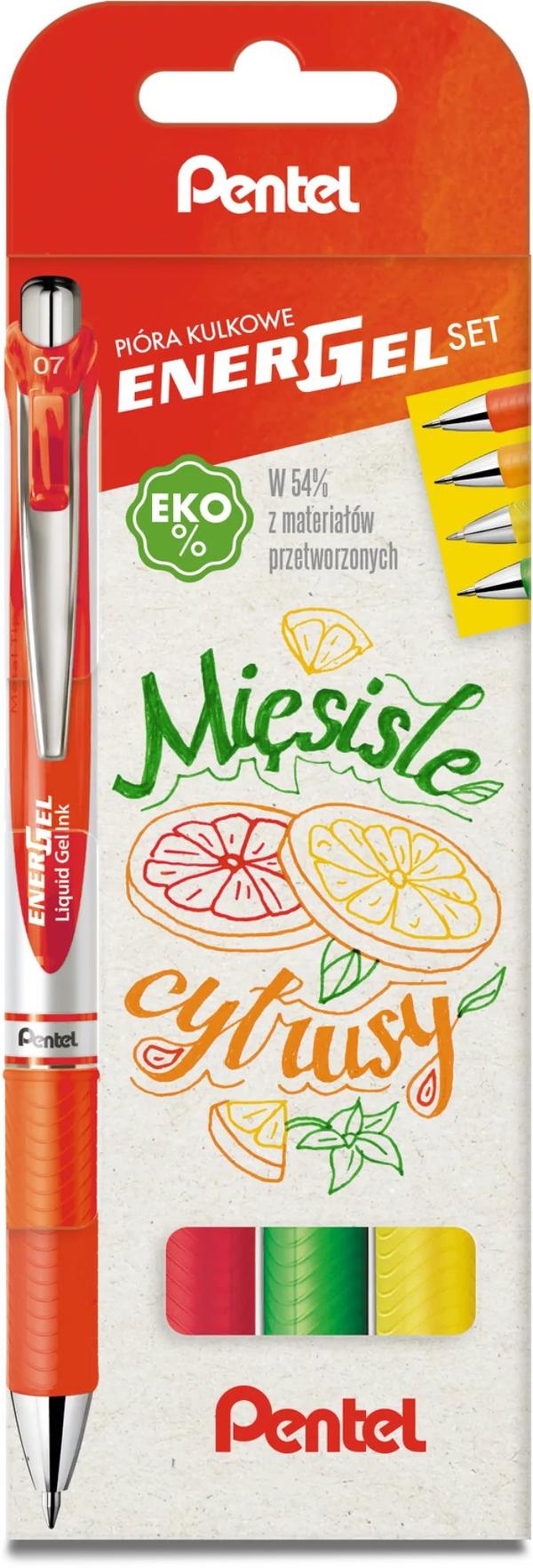 Pentel Energel 'BL77' kuglepen /sæt med 4/ Kødagtig Citrus
