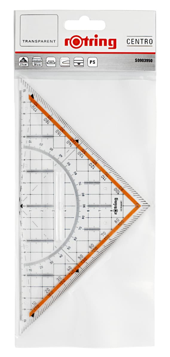 Centro Rotring geometrisk set fyrkantig 22cm/45 med handtag S0903950