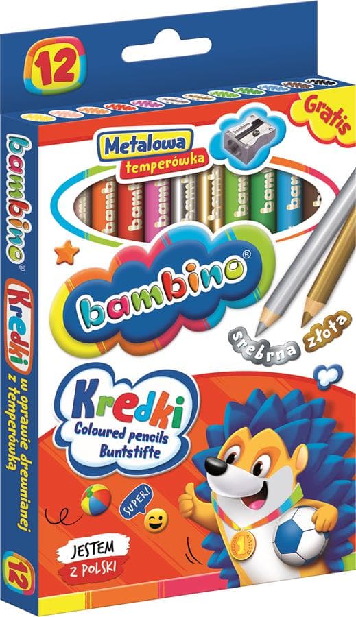 Bambino-kynät puukotelossa 12 väriä + teroitin ST-DXX-E12T-096-STAN-ST
