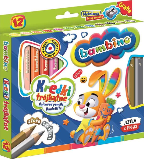 Bambino trekantiga pennor i träfodral 12 färger + vässare ST-DXX-T12X-048-STAN-ST
