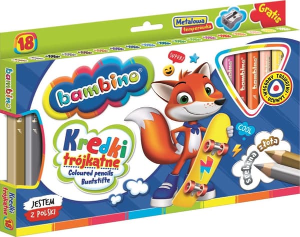 Bambino trekantiga pennor i träfodral 18 färger + vässare ST-DXX-T18X-032-STAN-ST