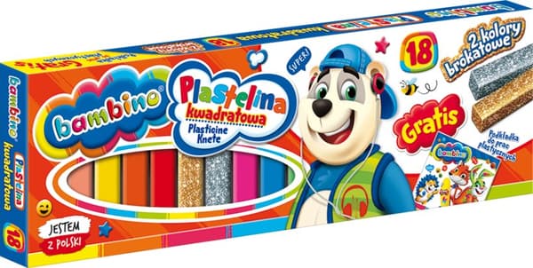 Bambino Square Plasticine 18 färger MO-PLX-18XX-XXX-STAN-XX
