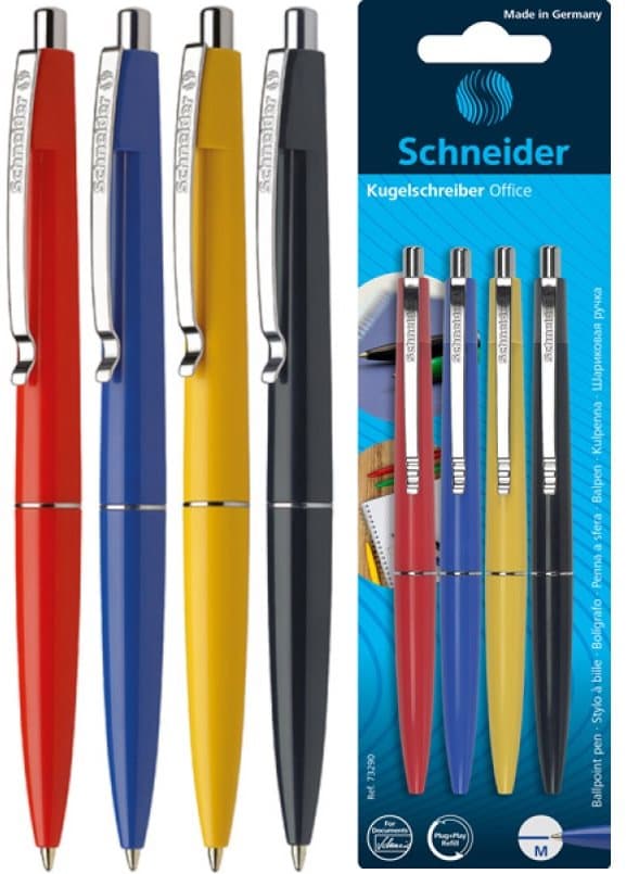Schneider kuglepen 1,0 mm sæt med 4 på blister, blå SR73290