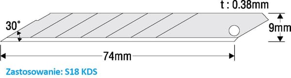 KDS S-18 Slim Trim Sølv 9 mm Segment Kniv (1x klinge, 30 graders vinkel)