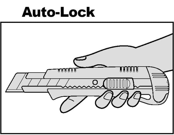 Segmentkniv 18 mm KDS L-18 5H Auto Lock 4 farver (1x 15 segmentblad)