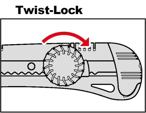18 mm KDS G-16 Grip Fit Twist Lock G Gul segmentkniv (3x sort klinge 0,6 mm)