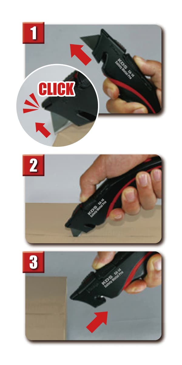 KDS SA-14 Safety Metal Pro sikkerhedskniv (2x sort trapezblad)
